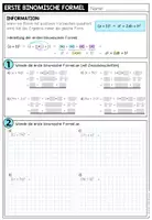 Vorschau - Arbeitsblätter - Binomische Formeln Mathematik – Binomische Formeln, Terme umformen, Klammern auflösen, Terme vereinfachen | Arbeitsblätter, Übungsblätter, Rechenaufgaben, Mathematik Übungen 8., 9. Klasse, Sekundarstufe - Seite 1