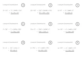 Vorschau - Aufgabenkarten - BINOMISCHE FORMELN (Terme mit Potenzen) - 108 Aufgabenkarten - Seite 3