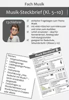 Vorschau - Arbeitsblätter - Steckbrief Vorlage (Musik, Klasse 5–10) - Deckblatt