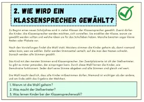 Vorschau - Arbeitsblätter - Klassensprecher - 15 Kartein mit je 3 Fragen - Sachtexte - Seite 2