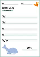 Vorschau - Arbeitsblätter - Buchstabe W – Schreiben lernen, Arbeitsblatt - Deckblatt
