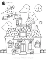 Voorbeeld - Kleurplaat halloween - het spookhuis! - Voorblad