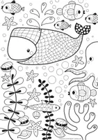 Voorbeeld - kleurplaat - diep in de zee! walvis, oceaan en vissen thema - Voorblad