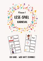 Vorschau - Spiele - Lesespiel zuFasching Karneval (Ich habe - Wer hat?), Freiarbeit, Domino, Klasse 1 - Deckblatt