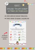 Vorschau - Anderer Materialtyp - Urkunden Halbjahr Schuljahresende Klasse 1 Growth Mindset Lernentwicklungsgespräch Selbsteinschätzung Growing - Deckblatt