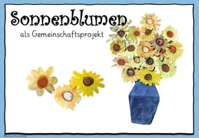Vorschau - Mal- und Bastelvorlagen - Sonnenblumen als Gemeinschaftsbild: Anleitung - Seite 1