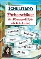 Vorschau - Poster - Fächerschilder Klassenzimmer für Stundenplan (Tagestransparenz/Schulfächer für alle Schularten im Pflanzen-Stil) - Deckblatt