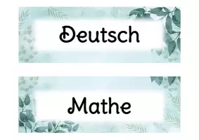 Vorschau - Poster - Fächerschilder Klassenzimmer für Stundenplan (Tagestransparenz/Schulfächer für alle Schularten im Pflanzen-Stil) - Seite 1