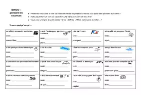 Vorschau - Arbeitsblätter - Bingo après les vacances d`été - Seite 1