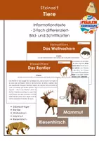 Vorschau - Arbeitsblätter - Tiere in der Steinzeit - Deckblatt