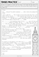 Vorschau - Arbeitsblätter - Englische Zeitformen üben – Simple Present, Present Progressive, Simple Past und going to-future | London Arbeitsblatt 6.–7. Klasse - Seite 1