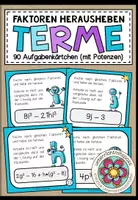 Vorschau - Aufgabenkarten - TERME (mit Potenzen) – Faktoren herausheben (90 Aufgabenkärtchen) - Deckblatt