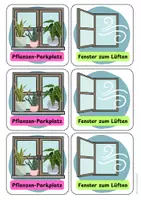 Vorschau - Bildkarten - Klassenraum organisieren - Fensterschilder Pflanzen/Lüften - Seite 1