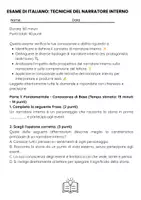 anteprima - Compiti in classe/Test - Esame di italiano: tecniche del narratore interno - Pagina 1