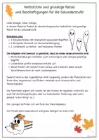 Vorschau - Spiele - Herbst/Halloween: 🎃 Gruselige Lesetexte, herbstliche Kreuzworträtsel, Suchsel für Sekundarstufe 1 🍁 - Seite 1