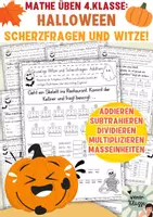 Vorschau - Arbeitsblätter - Halloween/Herbst Mathe Lerntheke 4.Klasse: Üben durch herbstliche Scherzfragen und Witze! - Deckblatt