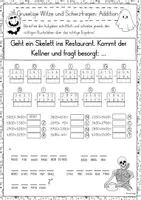 Vorschau - Arbeitsblätter - Halloween/Herbst Mathe Lerntheke 4.Klasse: Üben durch herbstliche Scherzfragen und Witze! - Seite 1
