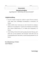 Vorschau - Arbeitsblätter - Deutsch Klassenarbeit: Jugendsprache – Bedrohung oder Sprachwandel? Mit Erwartungshorizont (8.–9. Klasse) - Seite 1