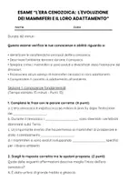 anteprima - Compiti in classe/Test - Esame: L'era cenozoica, l'evoluzione dei mammiferi e il loro adattamento agli ambienti - Pagina 1