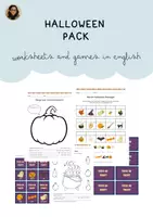 Vista previa - Hojas de trabajo - HALLOWEEN PACK - WORKSHEETS AND GAMES IN ENGLISH - Portada