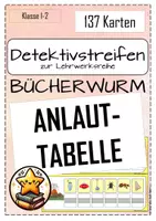 Vorschau - Stationenlernen - Anlauttabelle Detektivstreifen orientiert am Bücherwurm - Deckblatt
