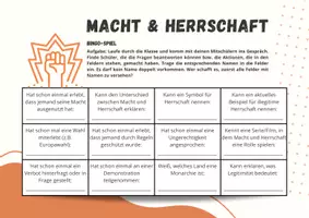 Vorschau - Spiele - Bingo - Herrschaft und Macht (Arbeitsblatt zum Einstieg) - Seite 1