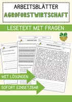 Vorschau - Arbeitsblätter - Agroforstwirtschaft Biologie Pflanzen Lesetext mit Richtig Falsch Multiple Choice und Offenen Fragen - Deckblatt
