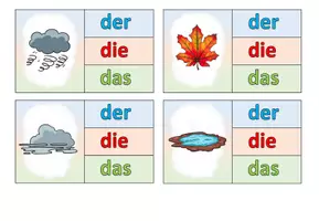 Vorschau - Stationenlernen - Klammerkarten Artikel klein "der Herbst" DaZ / Deutsch - Seite 1