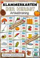 Vorschau - Stationenlernen - Klammerkarten Artikel klein "der Herbst" DaZ / Deutsch - Deckblatt