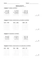 Vorschau - Klassenarbeiten - Mathe-Klassenarbeit (4. Klasse, Wiederholung der Inhalte der 3. Klasse) - Deckblatt