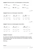 Vorschau - Klassenarbeiten - Mathe-Klassenarbeit (4. Klasse, Wiederholung der Inhalte der 3. Klasse) - Seite 1