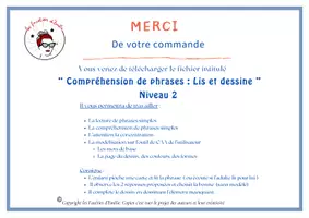 Aperçu - Feuilles d'exercices - Compréhension : Lis ( ou écoute ) et Dessine niveau 1, 2 et 3 - Page 1