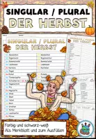Vorschau - Arbeitsblätter - Singular / Plural "Der Herbst" DaZ / DaF / Deutsch - Deckblatt