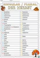 Vorschau - Arbeitsblätter - Singular / Plural "Der Herbst" DaZ / DaF / Deutsch - Seite 1