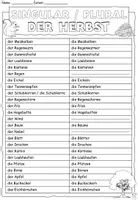Vorschau - Arbeitsblätter - Singular / Plural "Der Herbst" DaZ / DaF / Deutsch - Seite 3