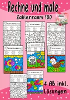 Vorschau - Arbeitsblätter - 4 AB Rechne und male im ZR 100 - Deckblatt