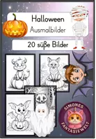 Vorschau - Mal- und Bastelvorlagen - Halloween: Süße Ausmalbilder - Deckblatt
