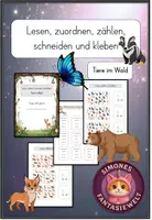 Vorschau - Arbeitsblätter - Waldtiere Heft – Lesen, Zählen, Schneiden & Kleben (1.–2. Klasse) - Deckblatt
