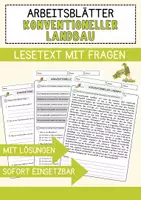 Vorschau - Arbeitsblätter - Konventioneller Landbau Biologie Pflanzen Lesetext mit Richtig Falsch Multiple Choice und Offenen Fragen - Deckblatt