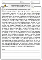 Vorschau - Arbeitsblätter - Konventioneller Landbau Biologie Pflanzen Lesetext mit Richtig Falsch Multiple Choice und Offenen Fragen - Seite 1