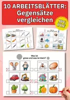 Vorschau - Arbeitsblätter - Gegensätze spielerisch lernen – 10 kreative Arbeitsblätter zum Vergleichen für Kinder - Deckblatt