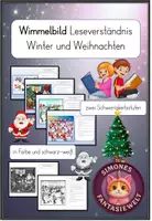 Vorschau - Arbeitsblätter - Lesen und zuordnen Wimmelbild: Winter und Weihnachten differenziert - Deckblatt