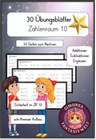 Vorschau - Arbeitsblätter - Mathematik Arbeitsblätter – Additionen, Subtraktionen & Ergänzungen im Zahlenraum bis 10 - Deckblatt