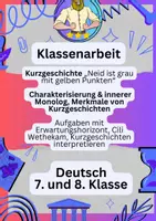 Vorschau - Fördermaterial/Inklusion - Kurzgeschichten Klassenarbeit - Deckblatt