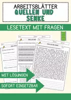 Vorschau - Arbeitsblätter - Quellen und Senke Biologie Pflanzen Lesetext mit Richtig Falsch Multiple Choice und Offenen Fragen - Deckblatt