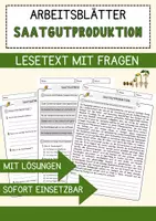 Vorschau - Arbeitsblätter - Saatgutproduktion Biologie Pflanzen Lesetext mit Richtig Falsch Multiple Choice und Offenen Fragen - Deckblatt
