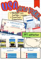 Vorschau - Arbeitsblätter - USA/New York City Merkblatt + PPT (editierbar) zur Einführung ins Thema (NewHighlight 8 Unit 1) - Deckblatt