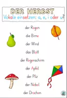 Vorschau - Arbeitsblätter - Vokale einsetzen "Der Herbst" DaZ Alphabetisierung / Deutsch - Seite 3