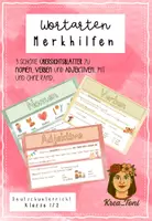 Vorschau - Poster - Kostenlos: Wortarten lernen – Merkhilfen & Poster zu Nomen, Verben & Adjektiven (Deutsch, Klasse 1, 2) - Deckblatt