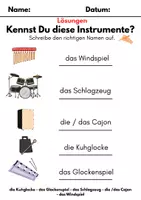 Vorschau - Arbeitsblätter - Percussioninstrumente und Schlagzeug benennen (+ Lösungen) - Seite 1